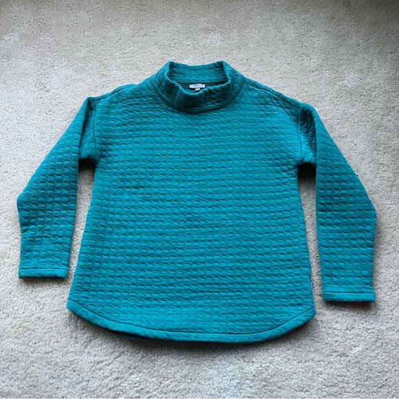 T By Talbots Women’s Green Mock Neck Quilted Sweatshirt - Size S - VGUC - Picture 1 of 6